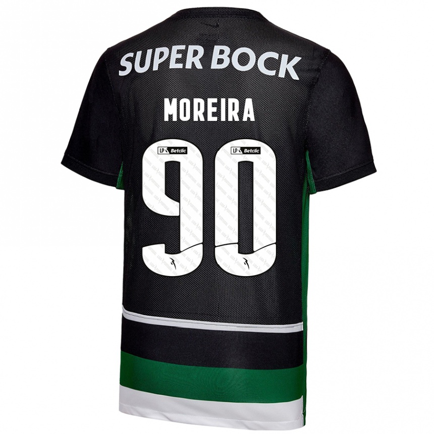 Kinder Fußball Afonso Moreira #90 Schwarz Weiß Grün Heimtrikot Trikot 2024/25 T-Shirt Luxemburg