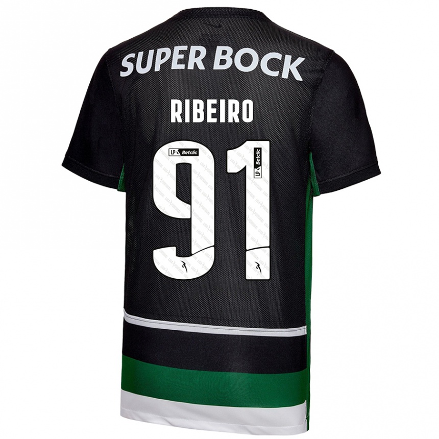 Kinder Fußball Rodrigo Ribeiro #91 Schwarz Weiß Grün Heimtrikot Trikot 2024/25 T-Shirt Luxemburg