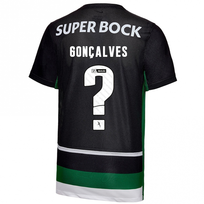 Kinder Fußball Flávio Gonçalves #0 Schwarz Weiß Grün Heimtrikot Trikot 2024/25 T-Shirt Luxemburg