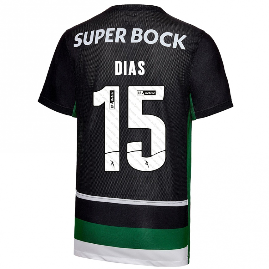 Kinder Fußball Rodrigo Dias #15 Schwarz Weiß Grün Heimtrikot Trikot 2024/25 T-Shirt Luxemburg