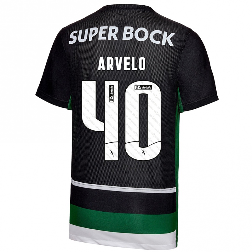 Kinder Fußball Adam Arvelo #40 Schwarz Weiß Grün Heimtrikot Trikot 2024/25 T-Shirt Luxemburg