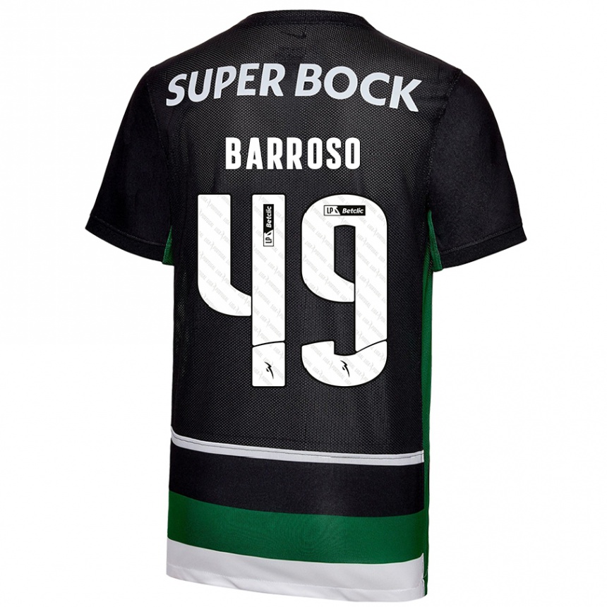 Kinder Fußball Leonardo Barroso #49 Schwarz Weiß Grün Heimtrikot Trikot 2024/25 T-Shirt Luxemburg