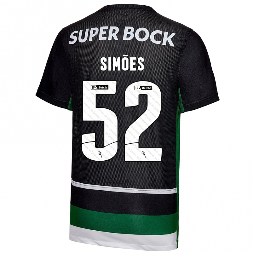 Kinder Fußball João Simões #52 Schwarz Weiß Grün Heimtrikot Trikot 2024/25 T-Shirt Luxemburg