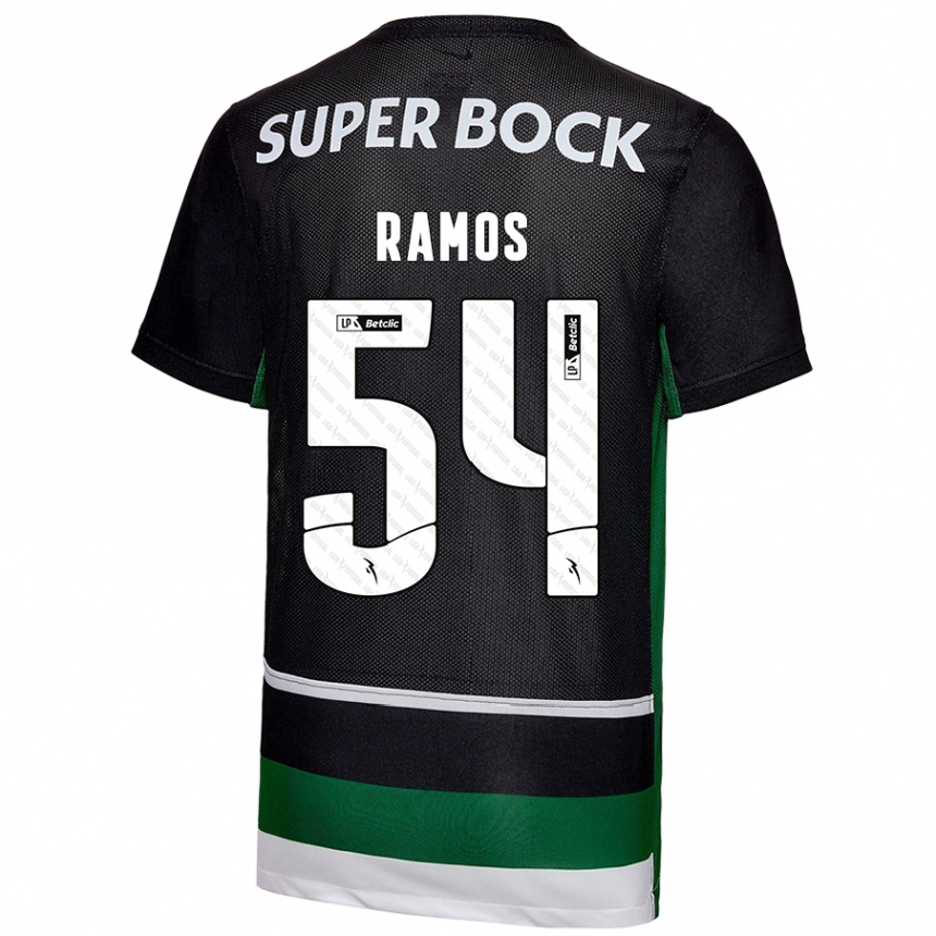 Kinder Fußball Bruno Ramos #54 Schwarz Weiß Grün Heimtrikot Trikot 2024/25 T-Shirt Luxemburg