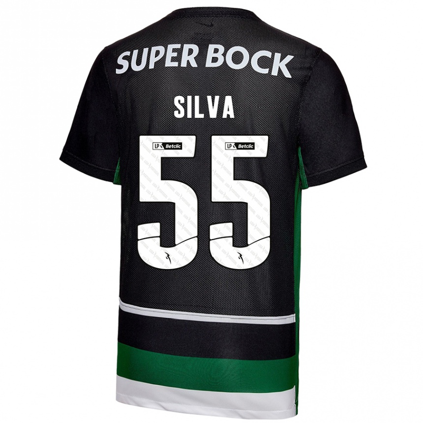 Kinder Fußball José Silva #55 Schwarz Weiß Grün Heimtrikot Trikot 2024/25 T-Shirt Luxemburg