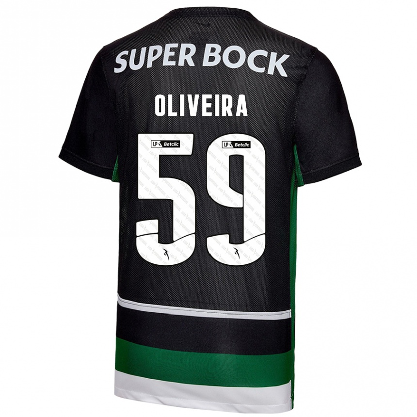 Kinder Fußball Kauã Oliveira #59 Schwarz Weiß Grün Heimtrikot Trikot 2024/25 T-Shirt Luxemburg