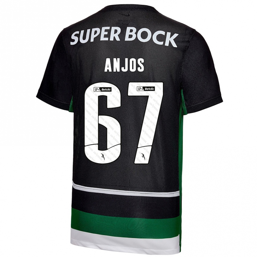 Kinder Fußball Lucas Anjos #67 Schwarz Weiß Grün Heimtrikot Trikot 2024/25 T-Shirt Luxemburg