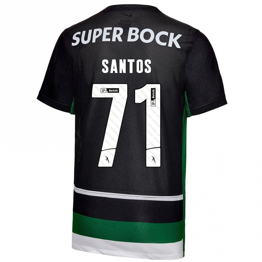 Kinder Fußball Denilson Santos #71 Schwarz Weiß Grün Heimtrikot Trikot 2024/25 T-Shirt Luxemburg