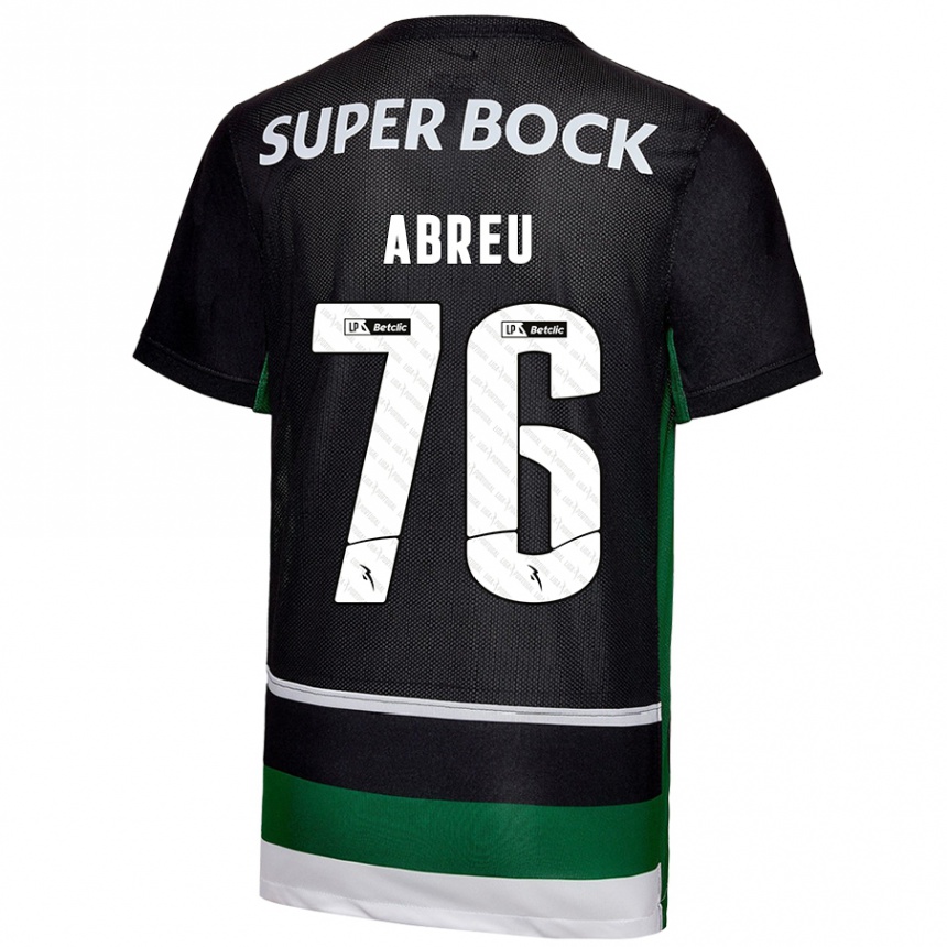 Kinder Fußball Diogo Abreu #76 Schwarz Weiß Grün Heimtrikot Trikot 2024/25 T-Shirt Luxemburg