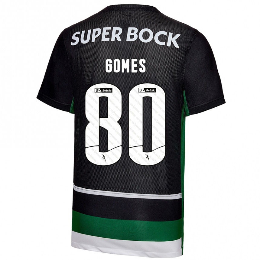 Kinder Fußball Luís Gomes #80 Schwarz Weiß Grün Heimtrikot Trikot 2024/25 T-Shirt Luxemburg