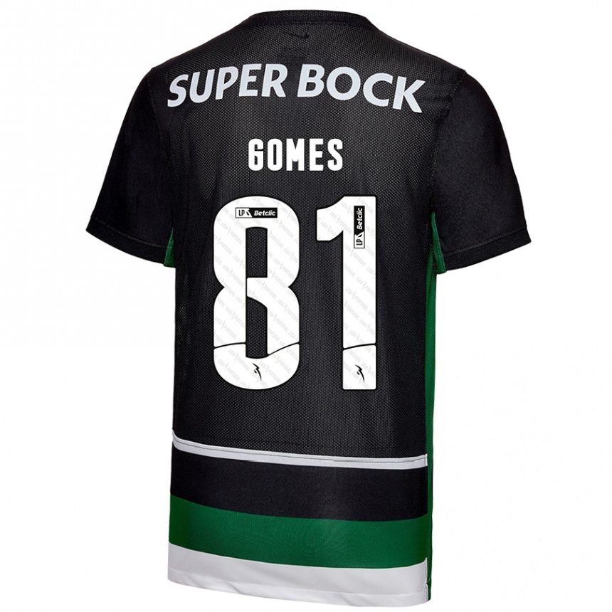 Kinder Fußball Salvador Gomes #81 Schwarz Weiß Grün Heimtrikot Trikot 2024/25 T-Shirt Luxemburg