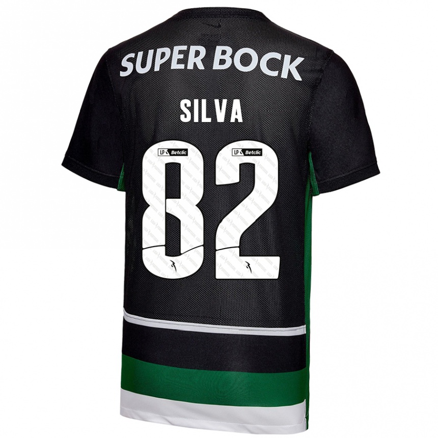 Kinder Fußball Gabriel Silva #82 Schwarz Weiß Grün Heimtrikot Trikot 2024/25 T-Shirt Luxemburg