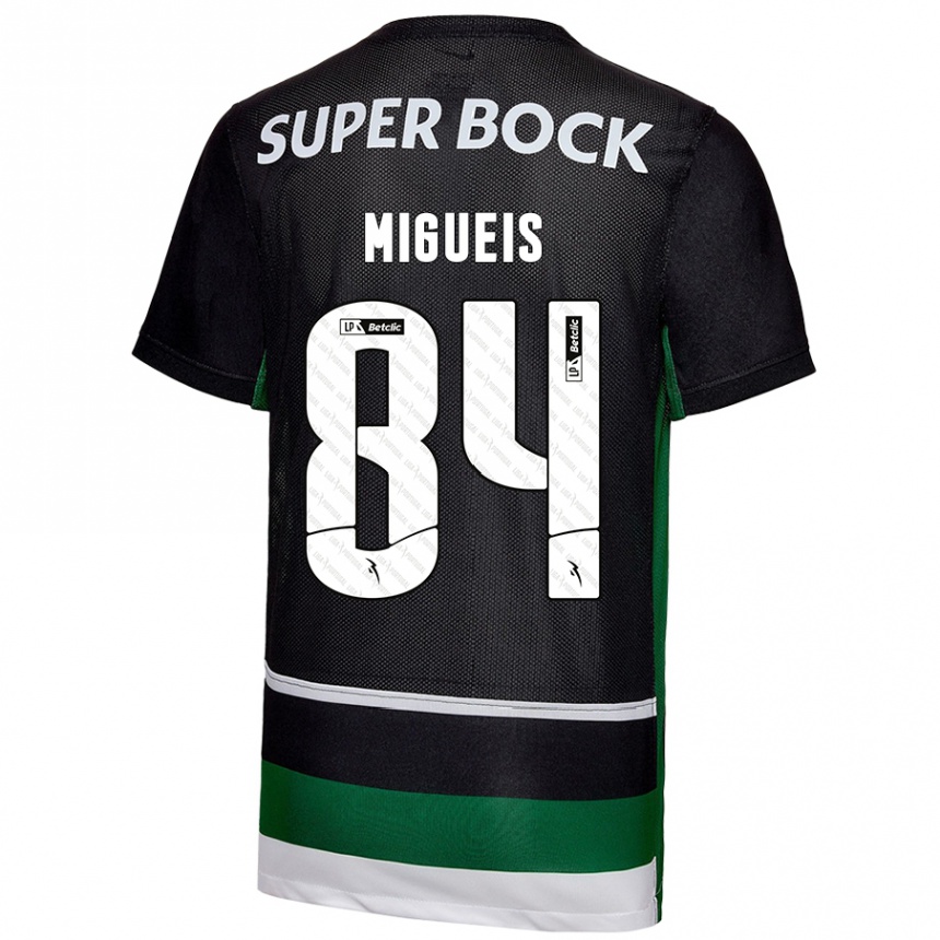 Kinder Fußball Pedro Miguéis #84 Schwarz Weiß Grün Heimtrikot Trikot 2024/25 T-Shirt Luxemburg