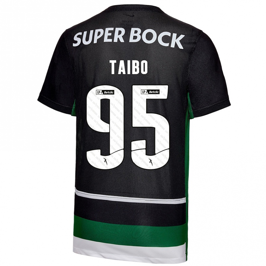 Kinder Fußball Lucas Taibo #95 Schwarz Weiß Grün Heimtrikot Trikot 2024/25 T-Shirt Luxemburg