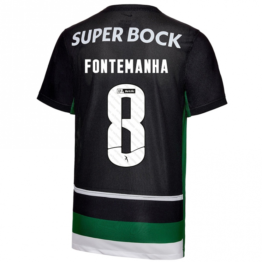 Kinder Fußball Rita Fontemanha #8 Schwarz Weiß Grün Heimtrikot Trikot 2024/25 T-Shirt Luxemburg