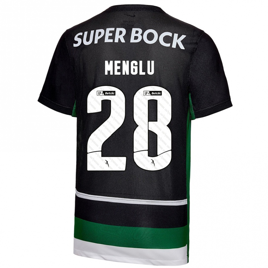 Kinder Fußball Shen Menglu #28 Schwarz Weiß Grün Heimtrikot Trikot 2024/25 T-Shirt Luxemburg