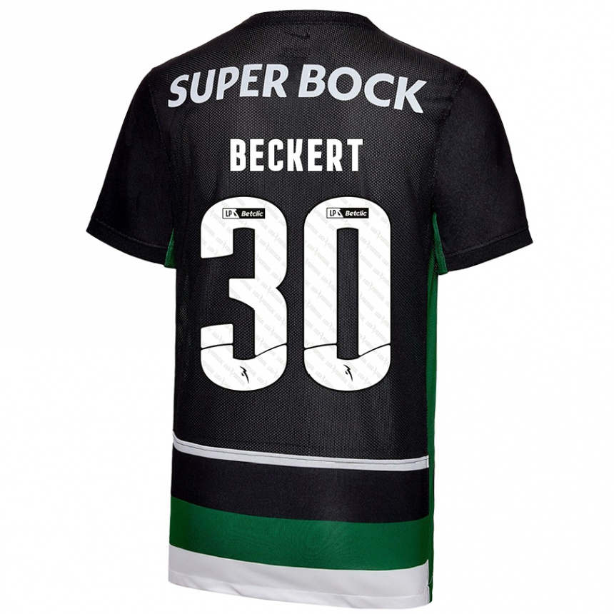 Kinder Fußball Carolina Beckert #30 Schwarz Weiß Grün Heimtrikot Trikot 2024/25 T-Shirt Luxemburg