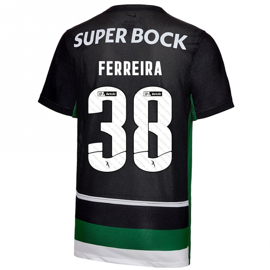 Kinder Fußball Marta Ferreira #38 Schwarz Weiß Grün Heimtrikot Trikot 2024/25 T-Shirt Luxemburg