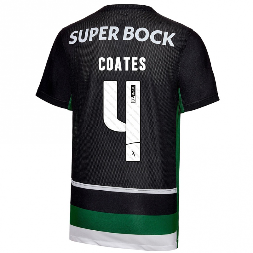 Kinder Fußball Sebastián Coates #4 Schwarz Weiß Grün Heimtrikot Trikot 2024/25 T-Shirt Luxemburg