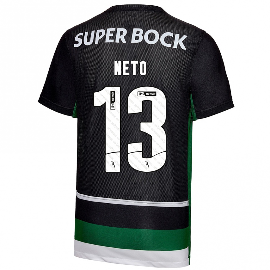 Kinder Fußball Luís Neto #13 Schwarz Weiß Grün Heimtrikot Trikot 2024/25 T-Shirt Luxemburg