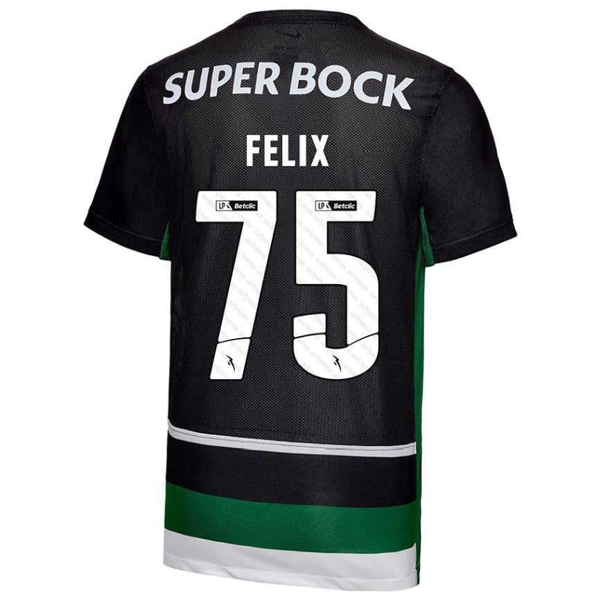 Kinder Fußball Vando Félix #75 Schwarz Weiß Grün Heimtrikot Trikot 2024/25 T-Shirt Luxemburg