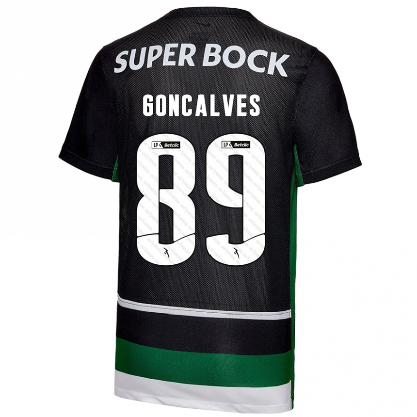 Kinder Fußball André Gonçalves #89 Schwarz Weiß Grün Heimtrikot Trikot 2024/25 T-Shirt Luxemburg