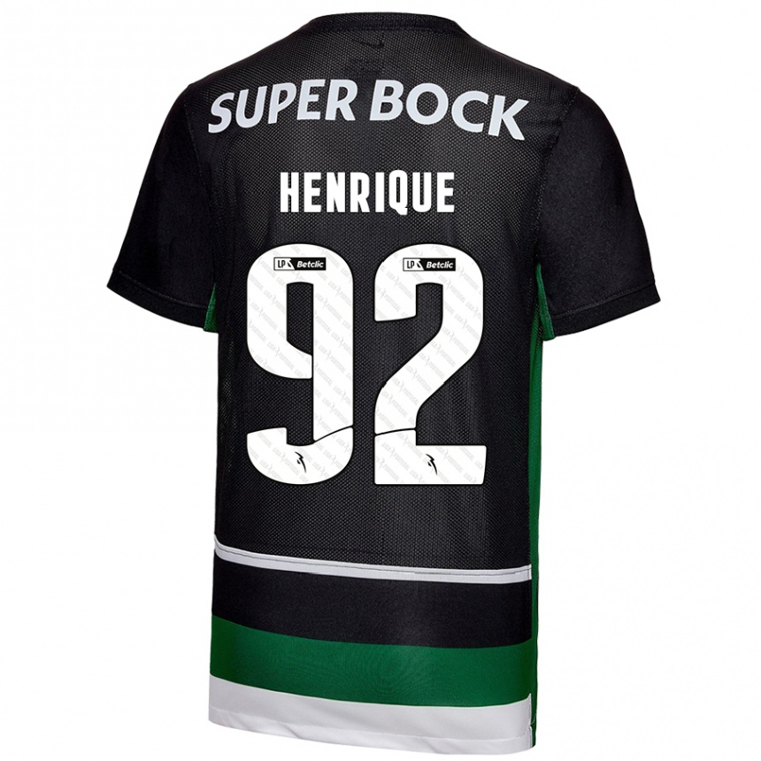 Kinder Fußball Eduardo Henrique #92 Schwarz Weiß Grün Heimtrikot Trikot 2024/25 T-Shirt Luxemburg