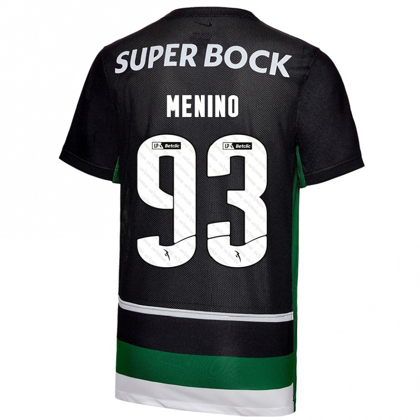 Kinder Fußball Miguel Menino #93 Schwarz Weiß Grün Heimtrikot Trikot 2024/25 T-Shirt Luxemburg