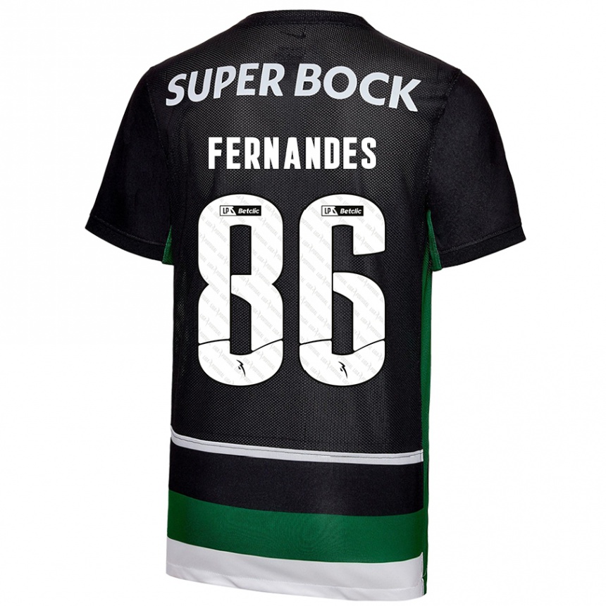 Kinder Fußball Emanuel Fernandes #86 Schwarz Weiß Grün Heimtrikot Trikot 2024/25 T-Shirt Luxemburg