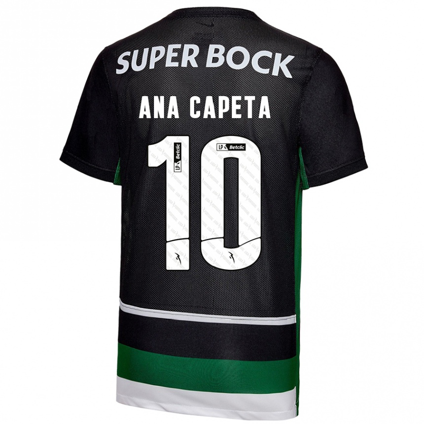 Kinder Fußball Ana Capeta #10 Schwarz Weiß Grün Heimtrikot Trikot 2024/25 T-Shirt Luxemburg