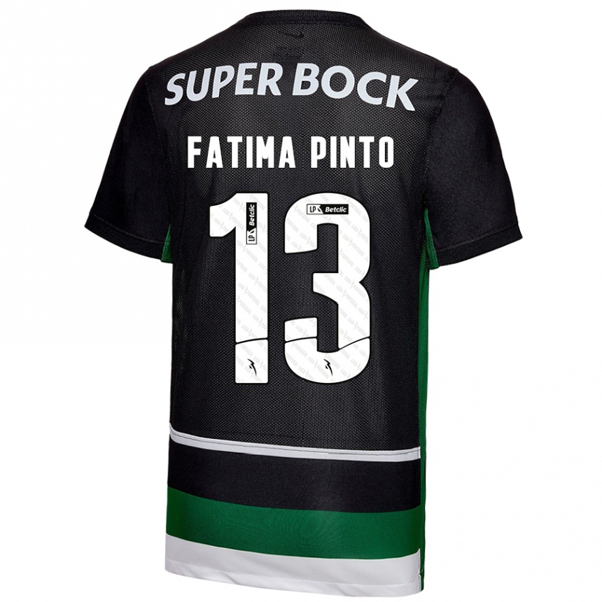 Kinder Fußball Fátima Alexandra Figueira Pinto #13 Schwarz Weiß Grün Heimtrikot Trikot 2024/25 T-Shirt Luxemburg