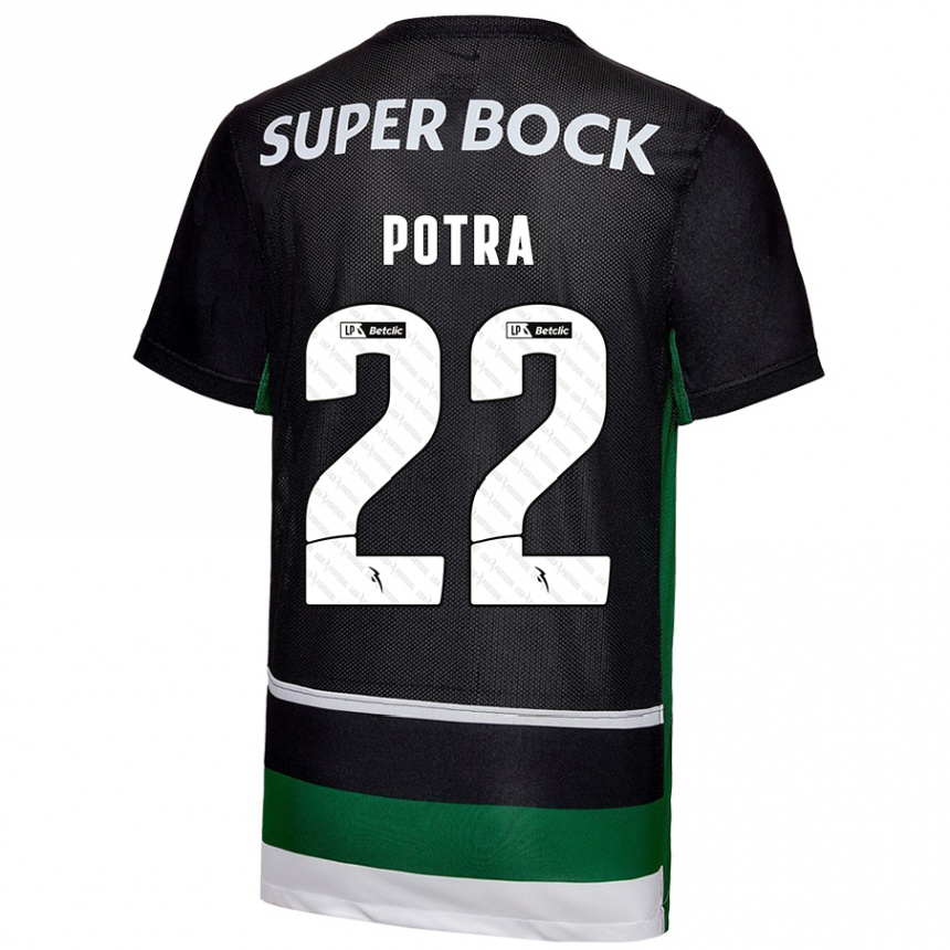 Kinder Fußball Catarina Sofia Branco Potra #22 Schwarz Weiß Grün Heimtrikot Trikot 2024/25 T-Shirt Luxemburg