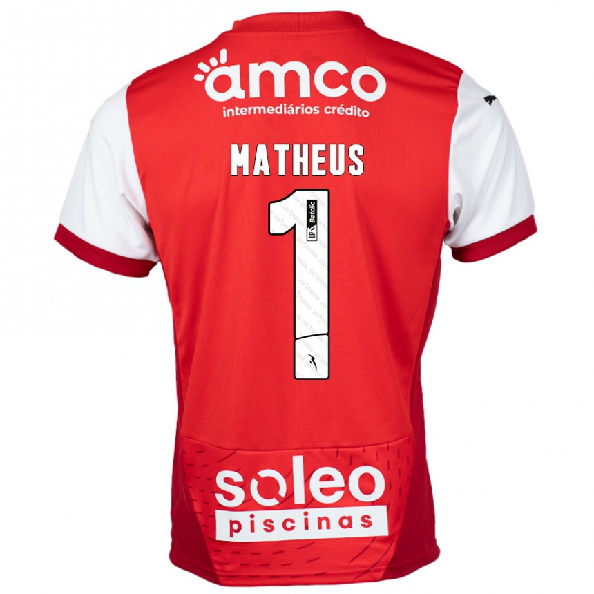 Kinder Fußball Matheus #1 Rot Weiß Heimtrikot Trikot 2024/25 T-Shirt Luxemburg