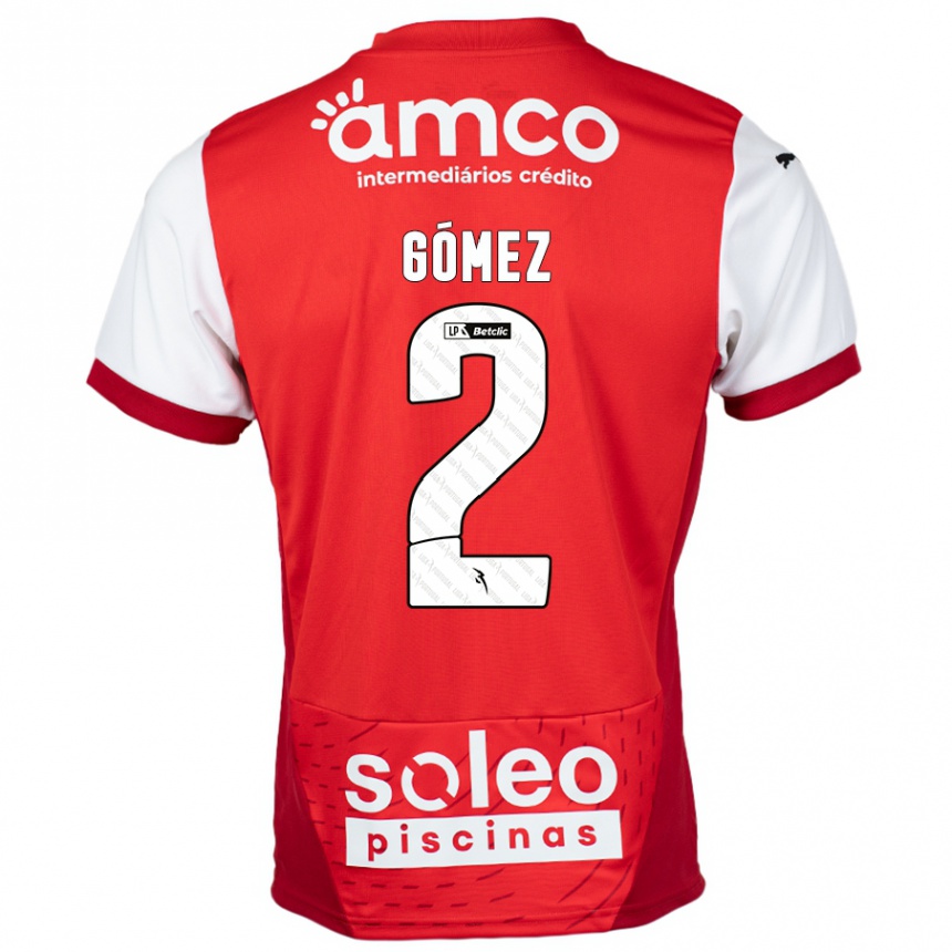 Kinder Fußball Víctor Gómez #2 Rot Weiß Heimtrikot Trikot 2024/25 T-Shirt Luxemburg