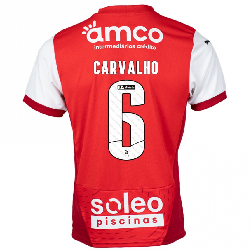 Kinder Fußball Vitor Carvalho #6 Rot Weiß Heimtrikot Trikot 2024/25 T-Shirt Luxemburg