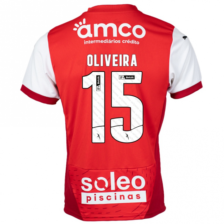 Kinder Fußball Paulo Oliveira #15 Rot Weiß Heimtrikot Trikot 2024/25 T-Shirt Luxemburg