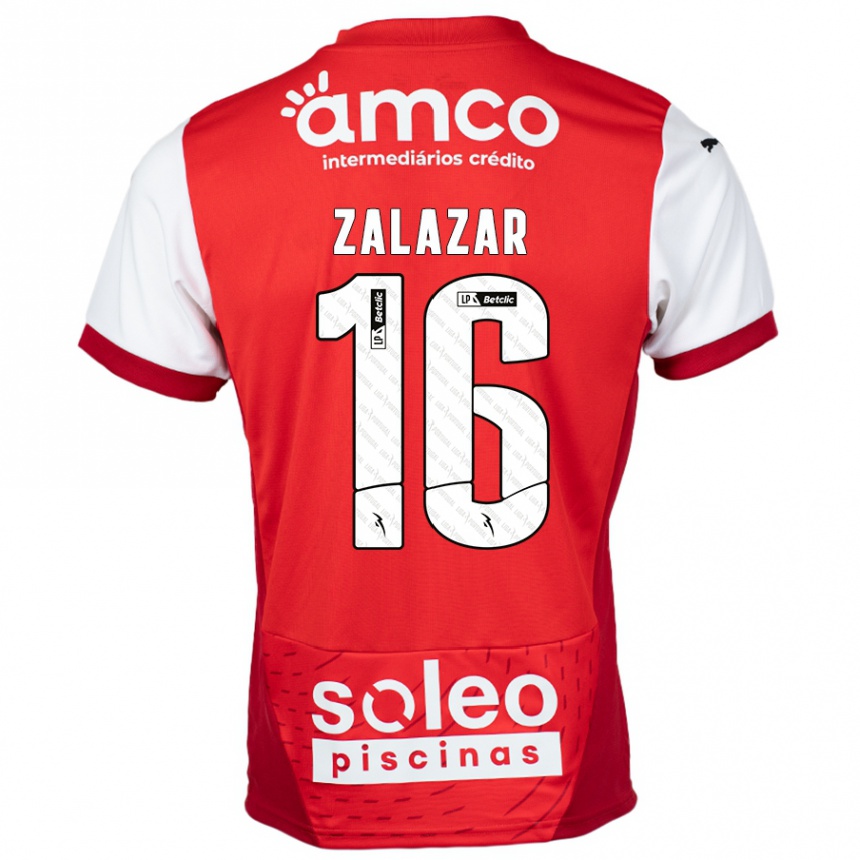 Kinder Fußball Rodrigo Zalazar #16 Rot Weiß Heimtrikot Trikot 2024/25 T-Shirt Luxemburg