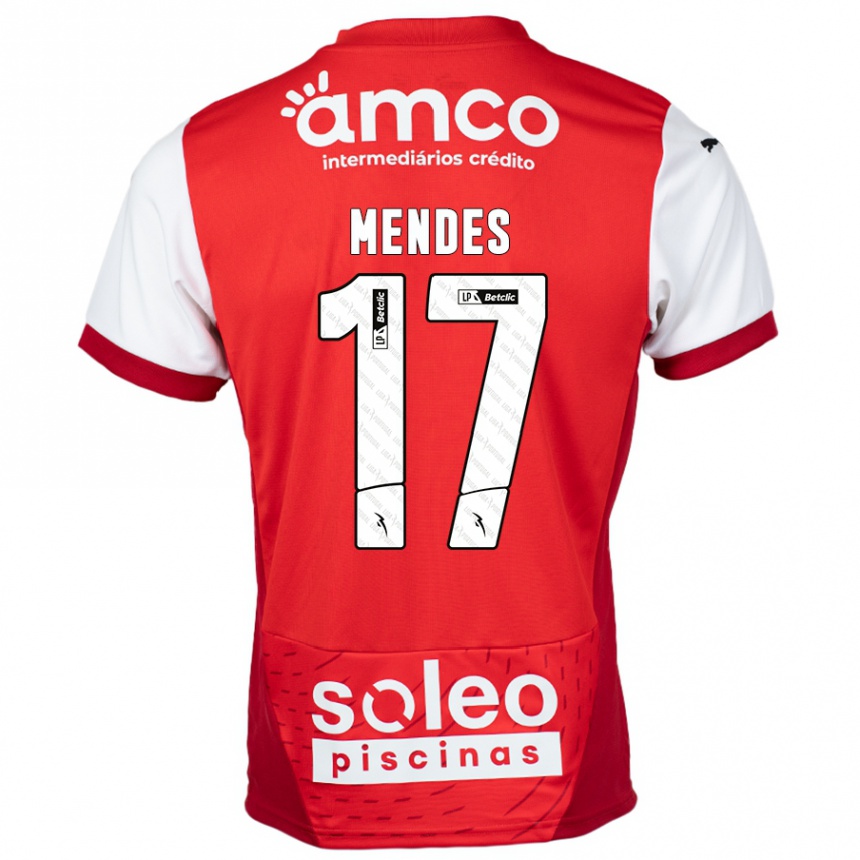 Kinder Fußball Joe Mendes #17 Rot Weiß Heimtrikot Trikot 2024/25 T-Shirt Luxemburg