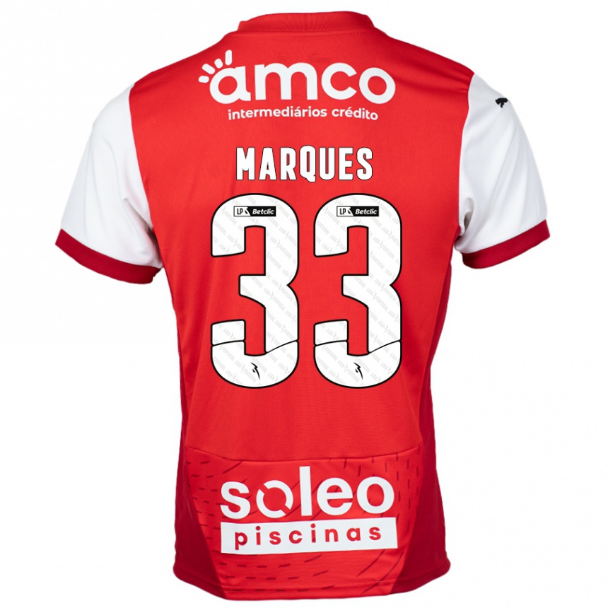 Kinder Fußball João Marques #33 Rot Weiß Heimtrikot Trikot 2024/25 T-Shirt Luxemburg