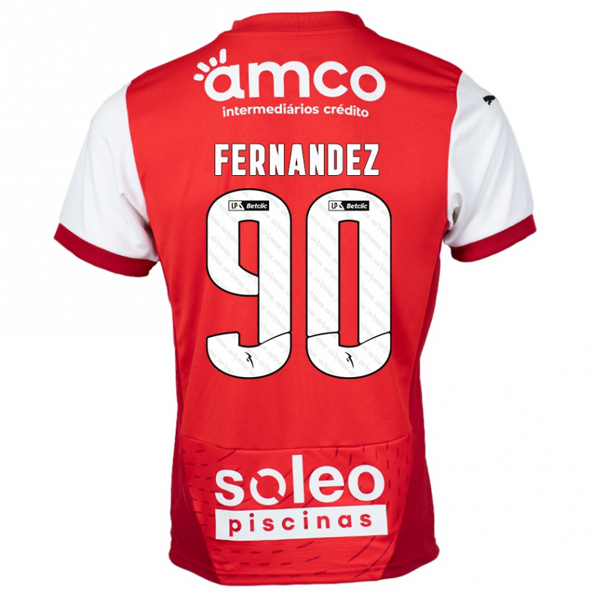 Kinder Fußball Roberto Fernández #90 Rot Weiß Heimtrikot Trikot 2024/25 T-Shirt Luxemburg