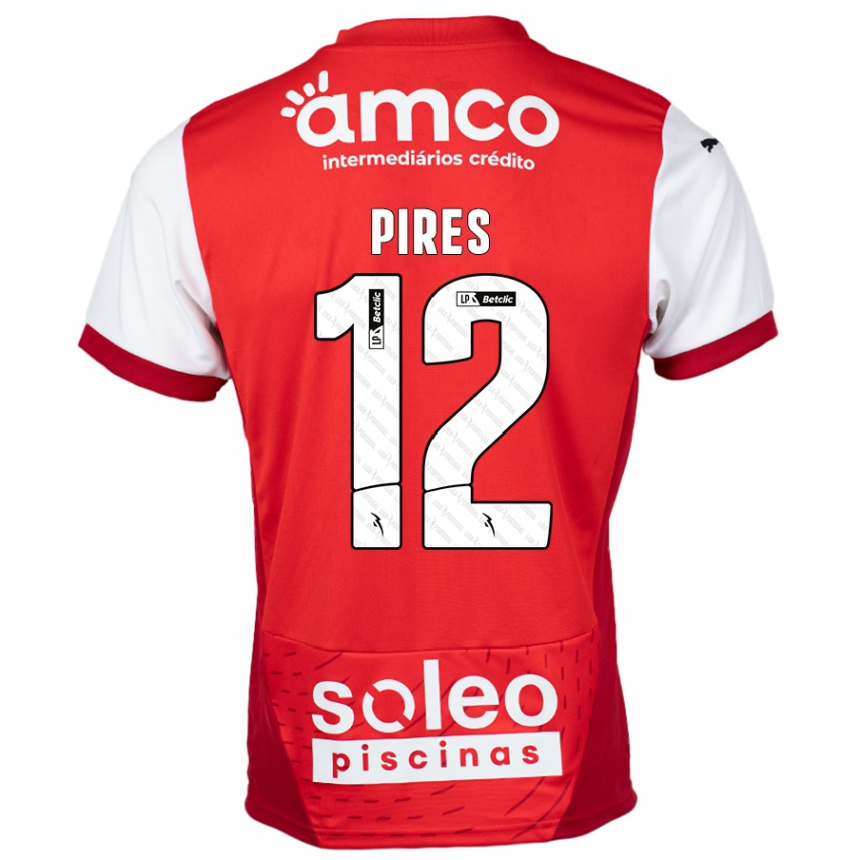 Kinder Fußball Hugo Pires #12 Rot Weiß Heimtrikot Trikot 2024/25 T-Shirt Luxemburg