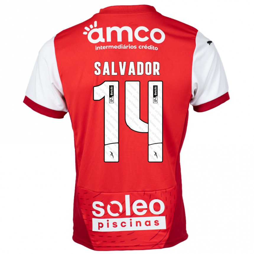 Kinder Fußball João Salvador #14 Rot Weiß Heimtrikot Trikot 2024/25 T-Shirt Luxemburg