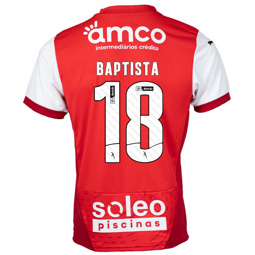 Kinder Fußball Tiago Baptista #18 Rot Weiß Heimtrikot Trikot 2024/25 T-Shirt Luxemburg