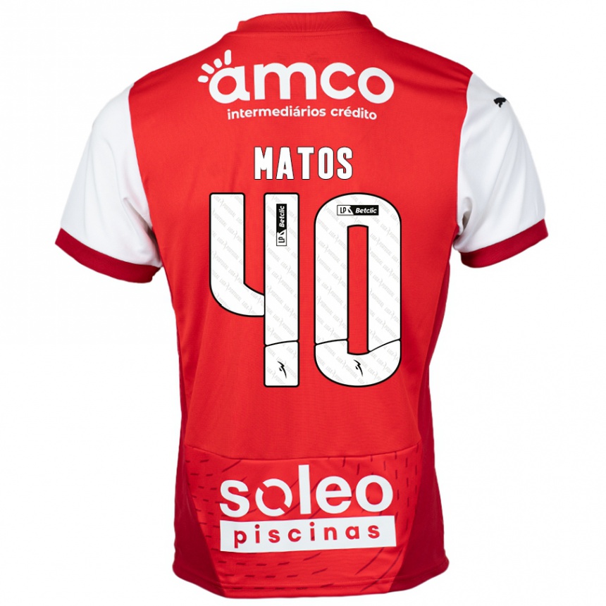 Kinder Fußball João Matos #40 Rot Weiß Heimtrikot Trikot 2024/25 T-Shirt Luxemburg