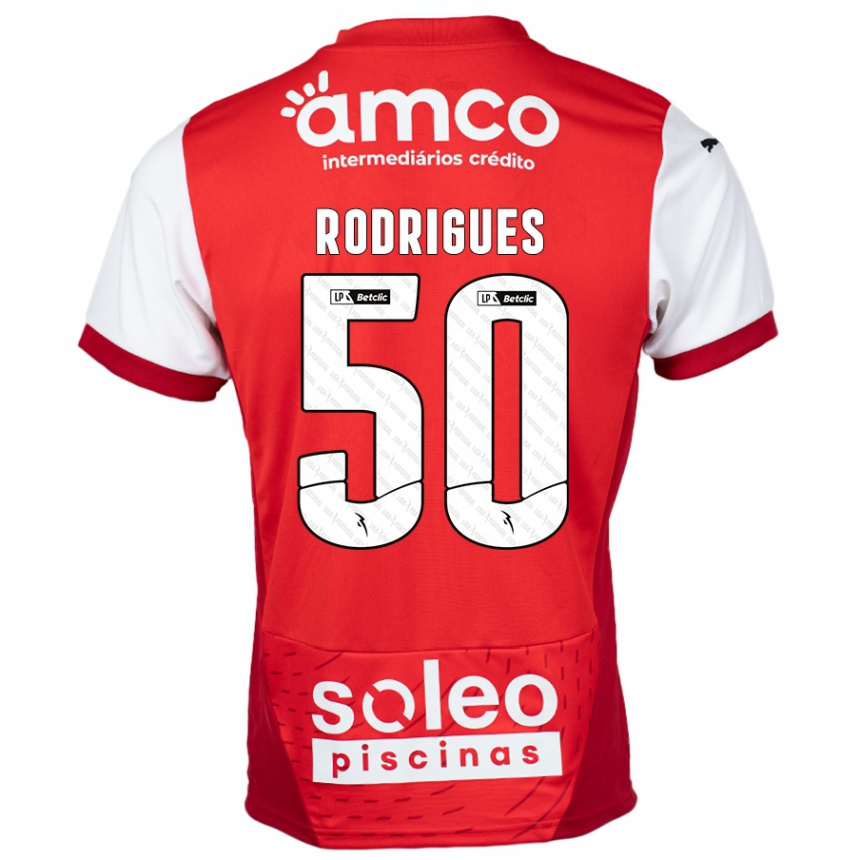 Kinder Fußball Diego Rodrigues #50 Rot Weiß Heimtrikot Trikot 2024/25 T-Shirt Luxemburg