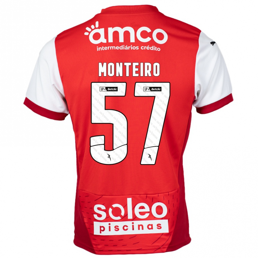 Kinder Fußball Jordan Monteiro #57 Rot Weiß Heimtrikot Trikot 2024/25 T-Shirt Luxemburg