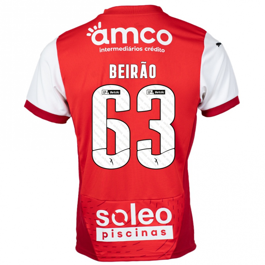 Kinder Fußball Rodrigo Beirão #63 Rot Weiß Heimtrikot Trikot 2024/25 T-Shirt Luxemburg