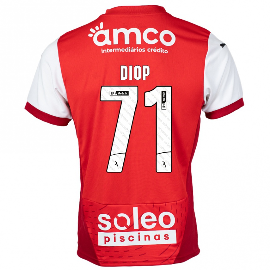 Kinder Fußball Mamadou Diop #71 Rot Weiß Heimtrikot Trikot 2024/25 T-Shirt Luxemburg