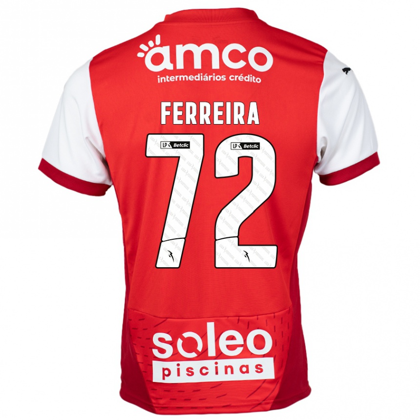 Kinder Fußball André Ferreira #72 Rot Weiß Heimtrikot Trikot 2024/25 T-Shirt Luxemburg