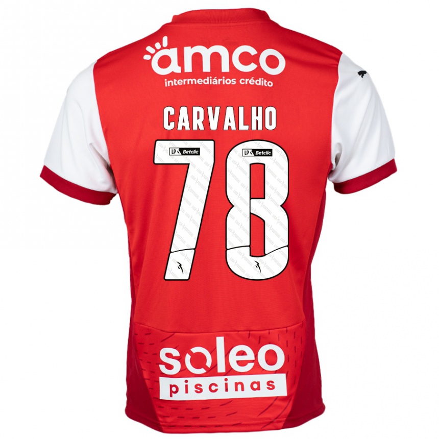 Kinder Fußball João Carvalho #78 Rot Weiß Heimtrikot Trikot 2024/25 T-Shirt Luxemburg